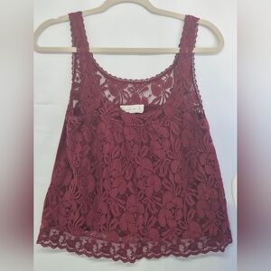 ABERCROMBIE & FITCH – Burgundy Floral Lace Tank Top – Women’s Size M